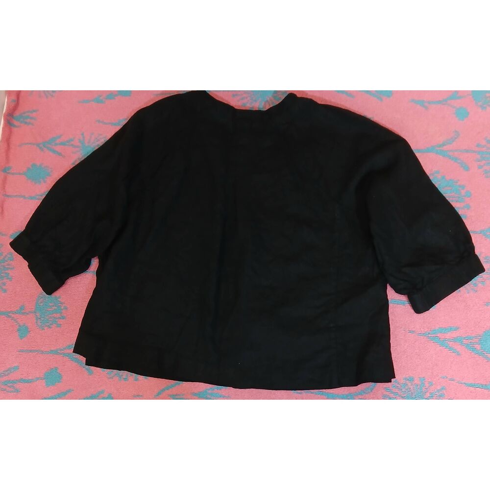 Cj banks womens xl linen jacket black spring summer lightweight 3/4 sleeve - Picture 8 of 9